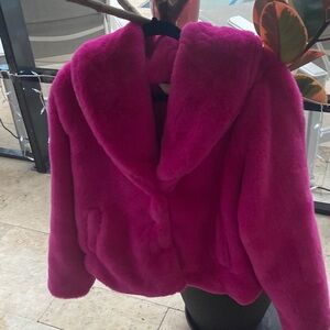 Brand New ! Women's Pink Faux Fur Jacket